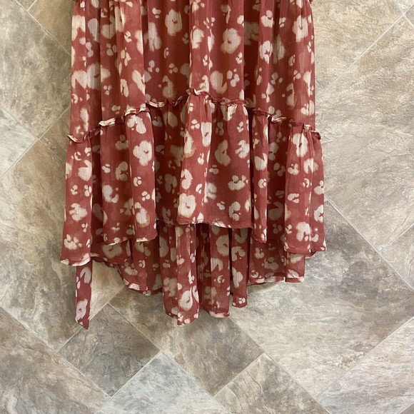 Simply‎ Vera Wang Terra Cotta Leopard Print Floral High-Low Midi Dress Size XS - Picture 7 of 13